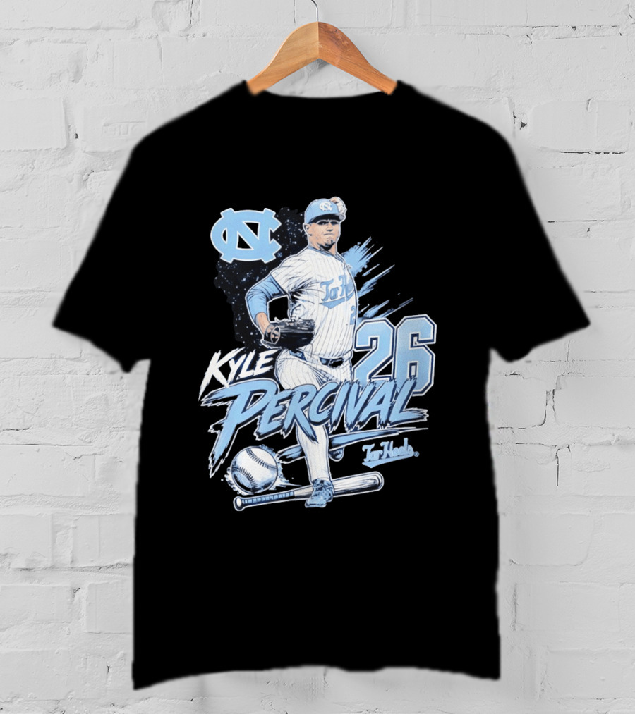 North Carolina Tar Heels Kyle Percival 26 Baseball Pitcher T-Shirt