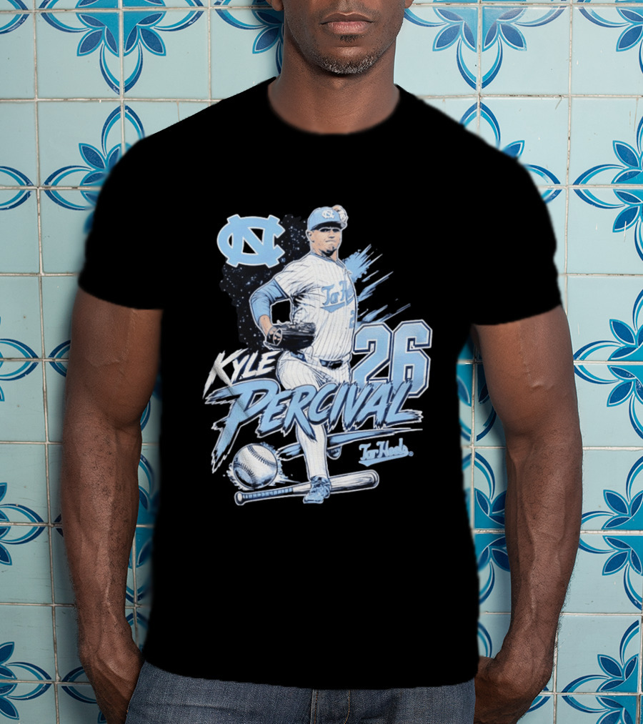 North Carolina Tar Heels Kyle Percival 26 Baseball Pitcher T-Shirt