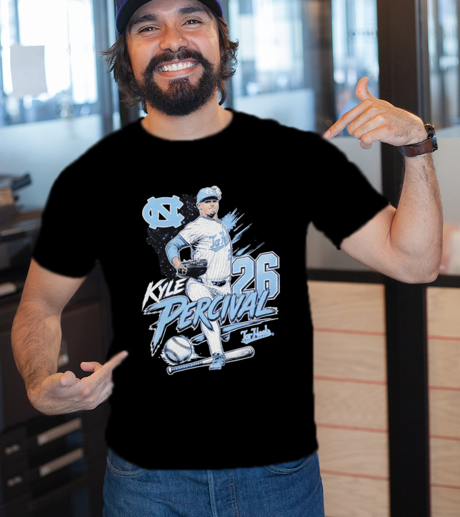 North Carolina Tar Heels Kyle Percival 26 Baseball Pitcher T-Shirt