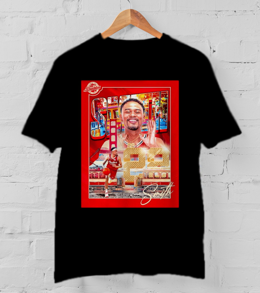 Tyrus Smith Diablos Rojos 24 Basketball San Francisco Bridge T-Shirt