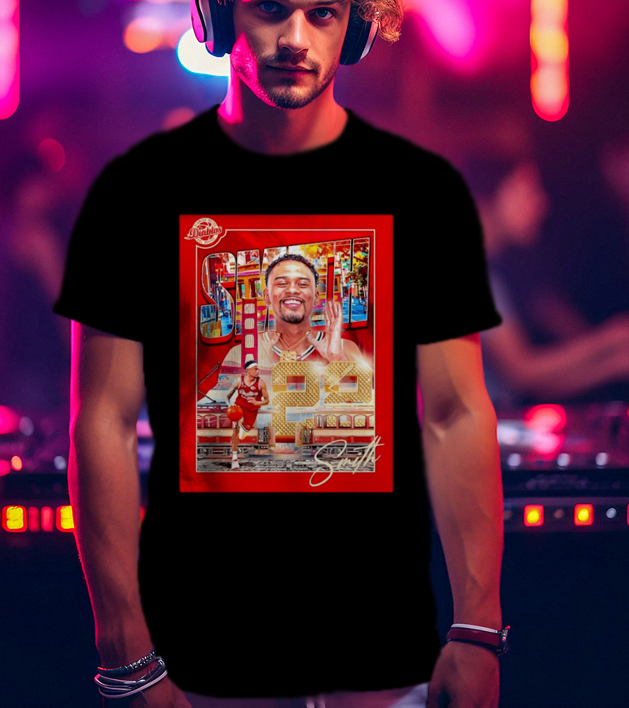 Tyrus Smith Diablos Rojos 24 Basketball San Francisco Bridge T-Shirt