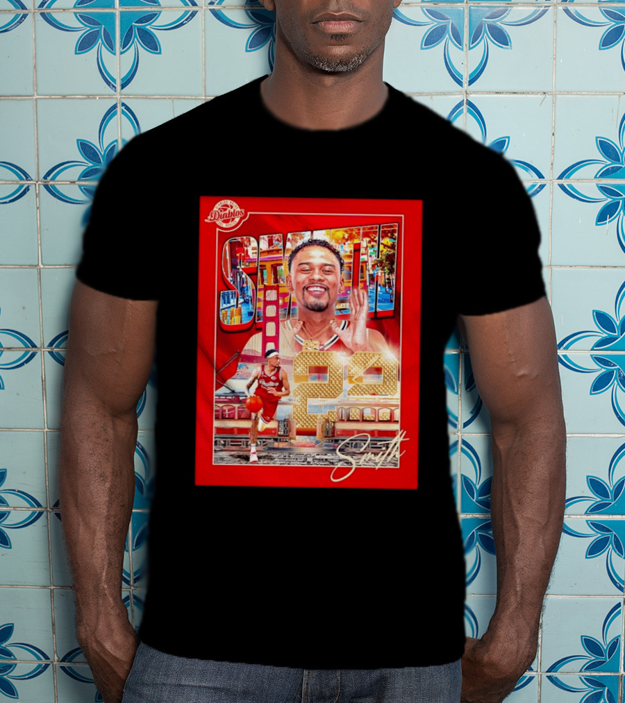 Tyrus Smith Diablos Rojos 24 Basketball San Francisco Bridge T-Shirt