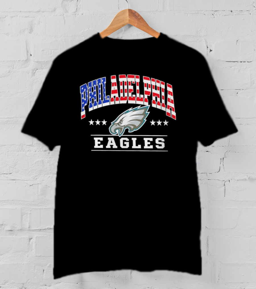 Philadelphia Eagles 1776 2026 250 Years 4th Of July American Flag Stars T-Shirt