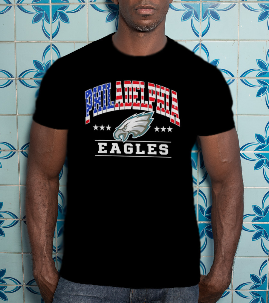 Philadelphia Eagles 1776 2026 250 Years 4th Of July American Flag Stars T-Shirt