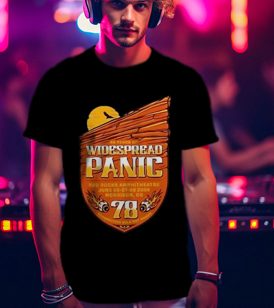 40 Years Of Widespread Panic Red Rocks Amphitheatre June 26 28 2026 Morrison Colorado 78 Consecutive Sold Out Shows T-Shirt