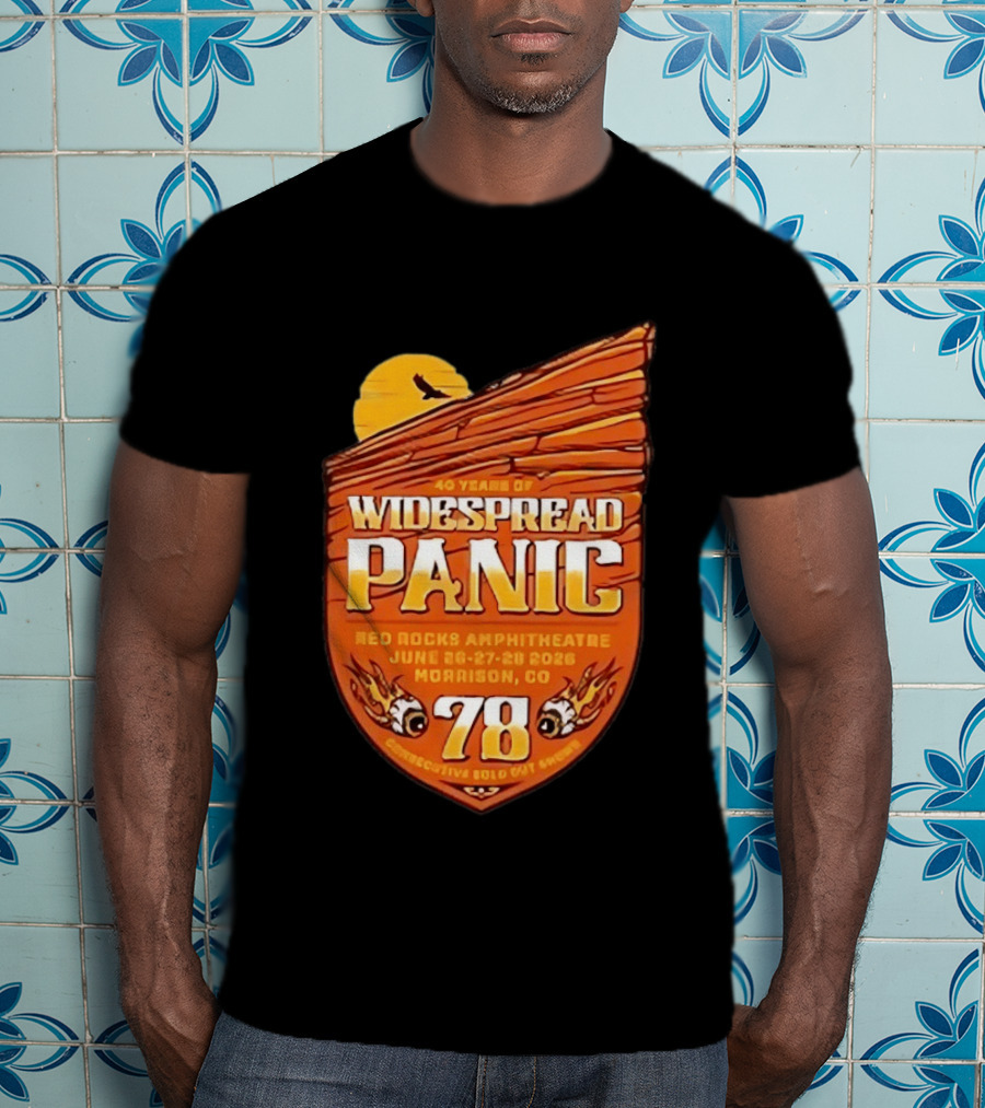 40 Years Of Widespread Panic Red Rocks Amphitheatre June 26 28 2026 Morrison Colorado 78 Consecutive Sold Out Shows T-Shirt
