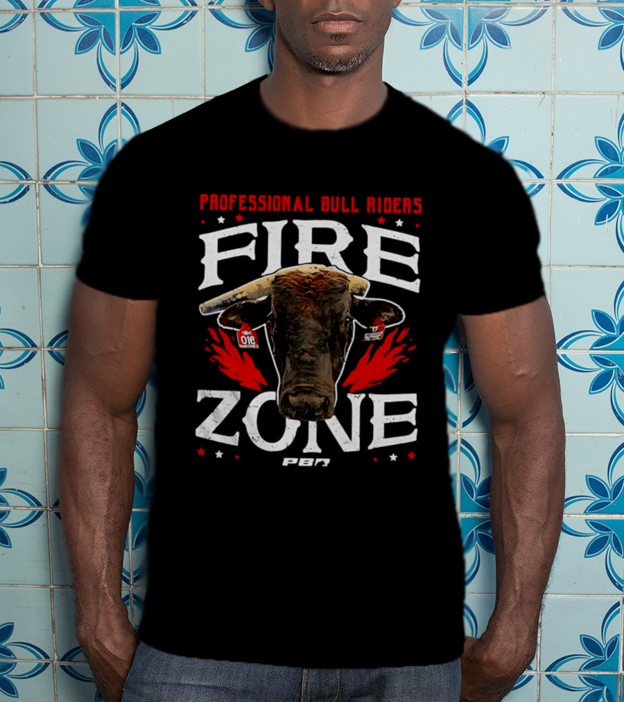 Professional Bull Riders Fire Zone PBR Bull Head OTE Blood Red T-Shirt