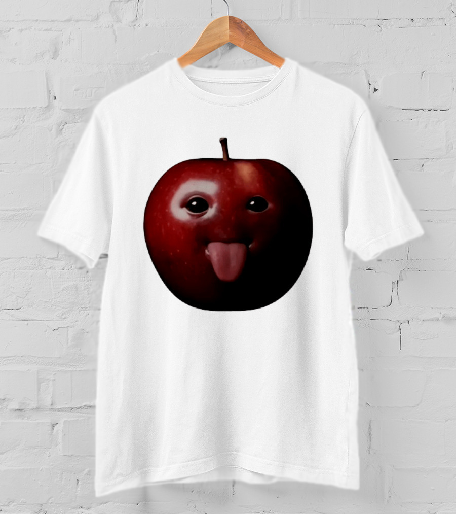 Apple Sticking Out Tongue Funny Fruit Face T-Shirt