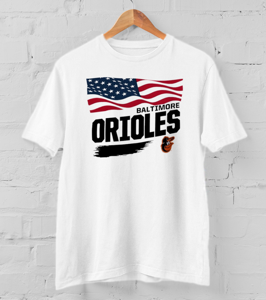 Baltimore Orioles American Flag MLB Team T-Shirt