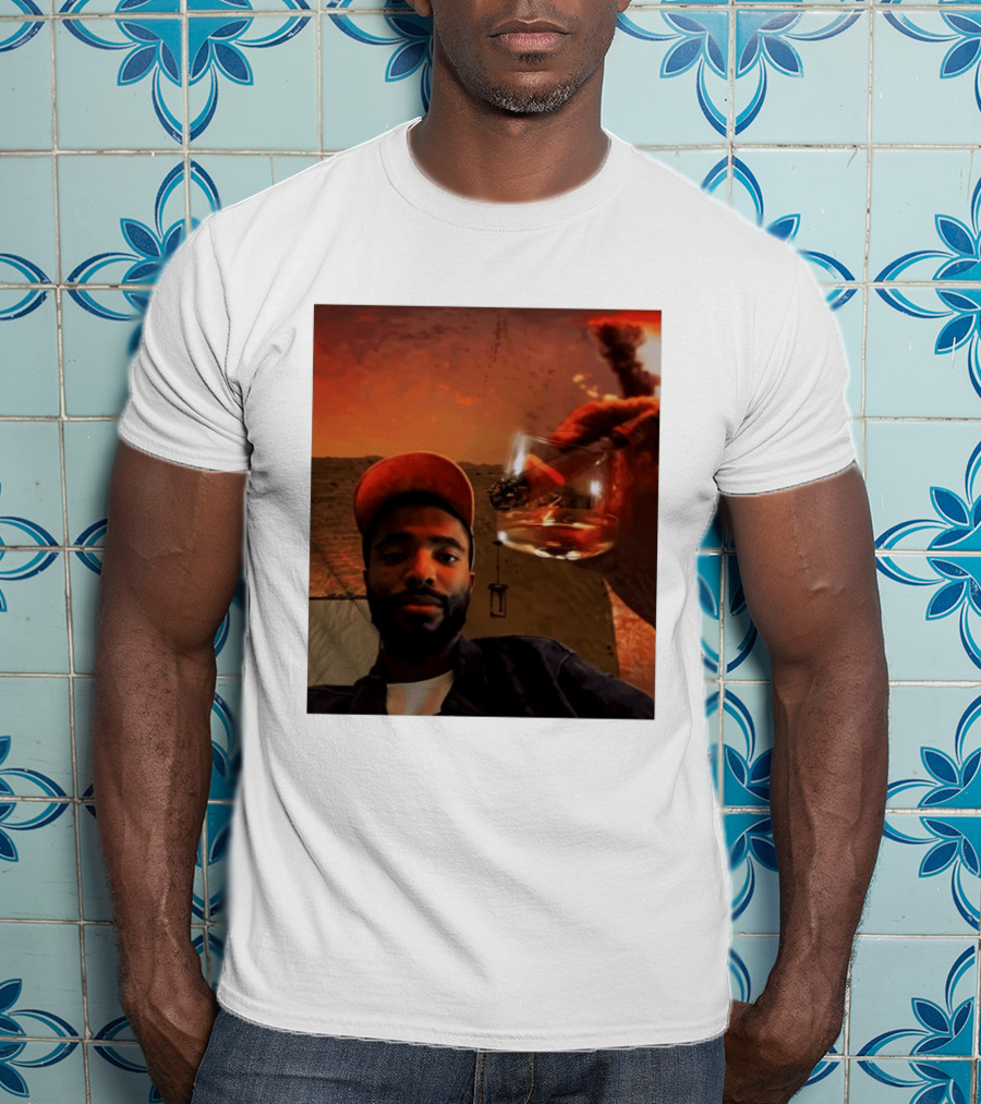 Mikal Bridges Phoenix Suns Cigar Whiskey Glass Sunset Vibes T-Shirt