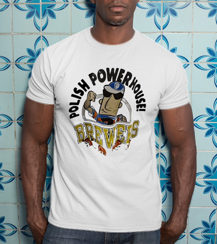 Milwaukee Brewers Polish Powerhouse Sausage Flexing T-Shirt