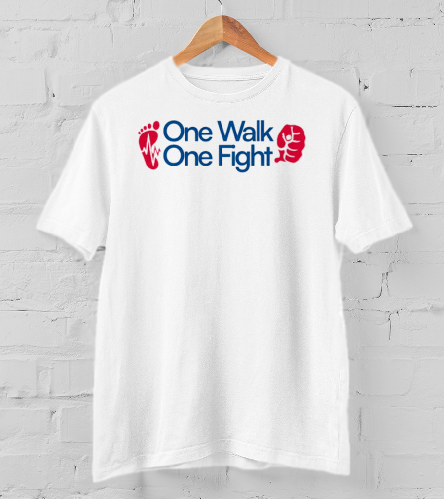 One Walk One Fight Awareness Healthcare Red Footprints Blue T-Shirt