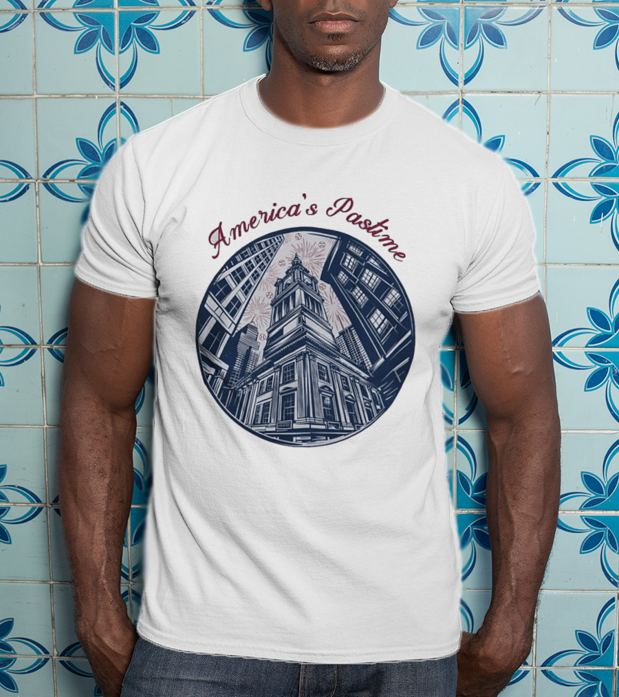Philadelphia Independence Hall America's Pastime Baseball T-Shirt