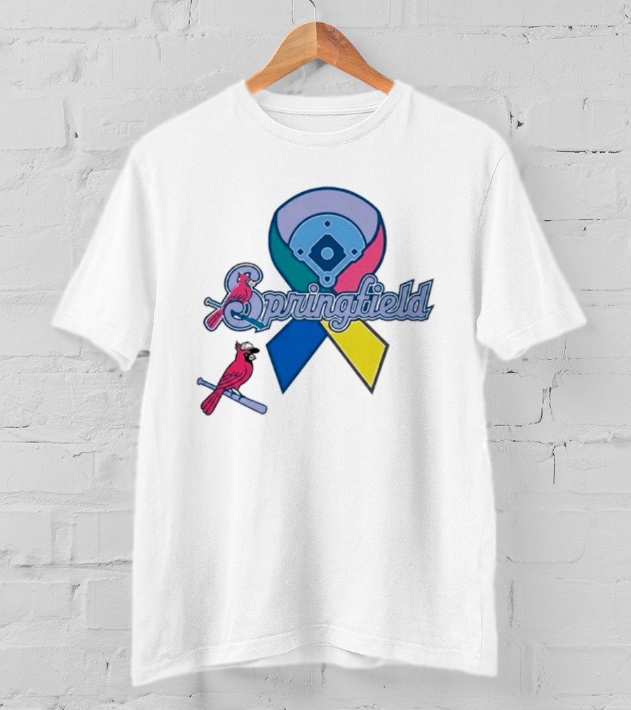 Springfield Cardinals Awareness Ribbon Baseball Team Unity T-Shirt