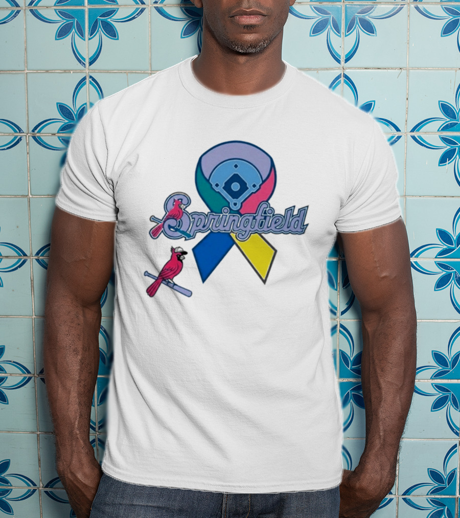 Springfield Cardinals Awareness Ribbon Baseball Team Unity T-Shirt