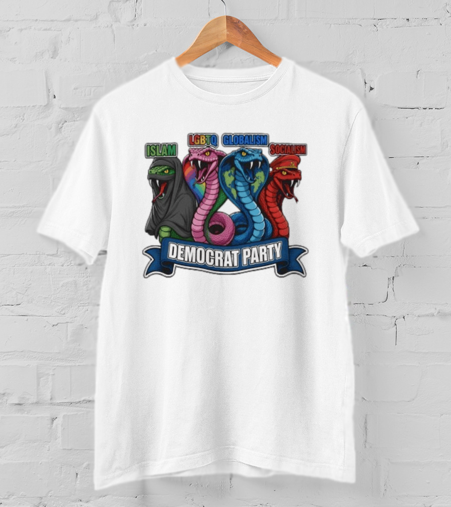 Islam LGBTQ Globalism Socialism Democrat Party Cobra Banner T-Shirt