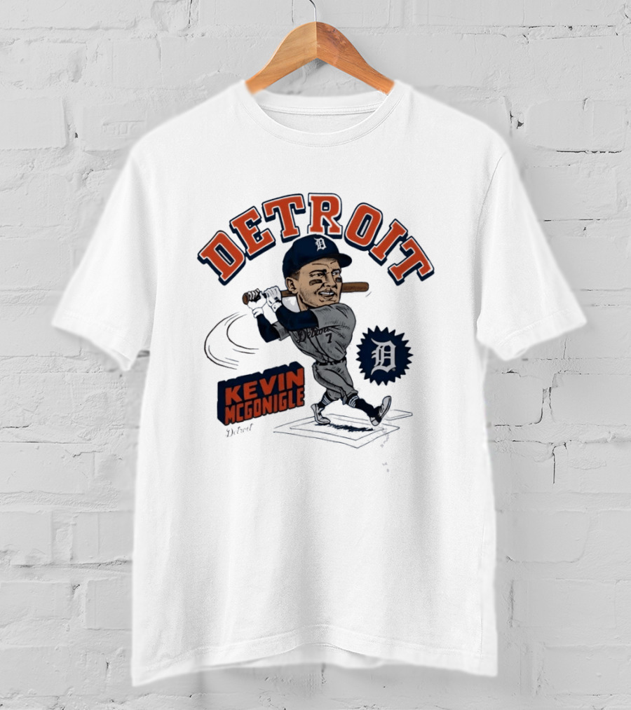 Detroit Kevin McGonigle Tigers Baseball Player Caricature T-Shirt