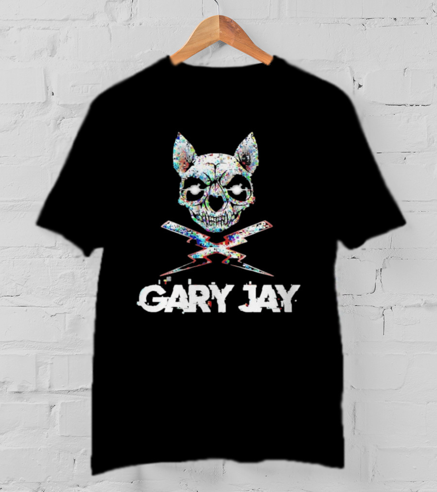 Gary Jay Glitch Skull Lightning Edgy Vivid T-Shirt
