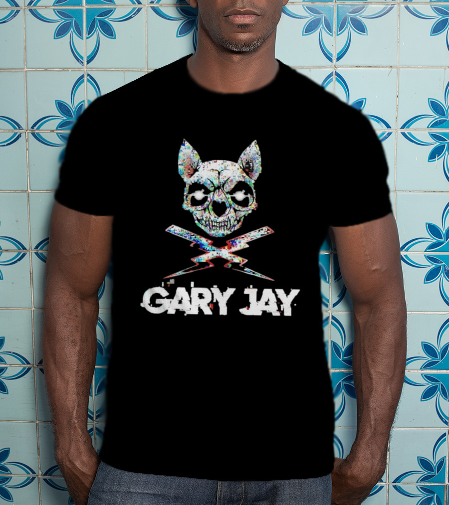 Gary Jay Glitch Skull Lightning Edgy Vivid T-Shirt