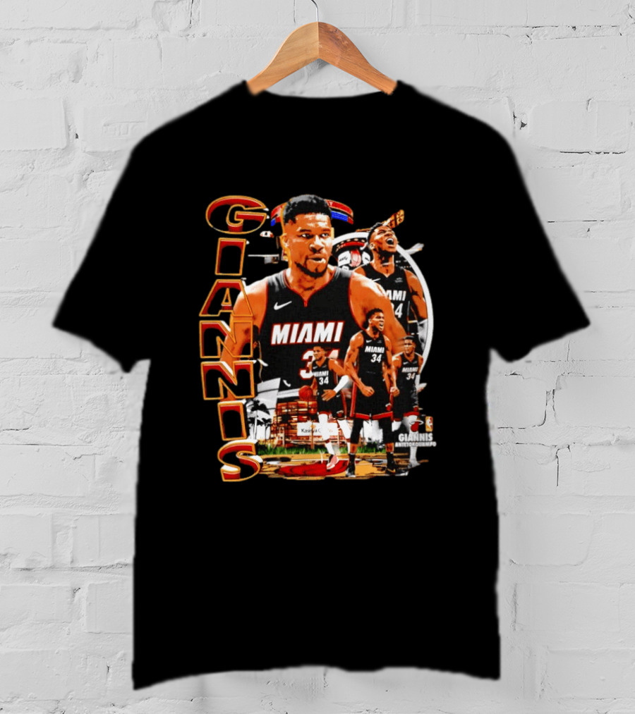 Giannis Antetokounmpo Miami Heat 90s Bootleg Retro Basketball T-Shirt