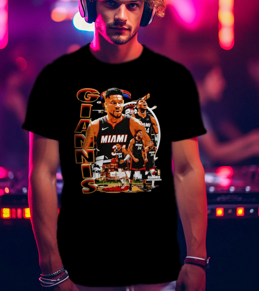 Giannis Antetokounmpo Miami Heat 90s Bootleg Retro Basketball T-Shirt