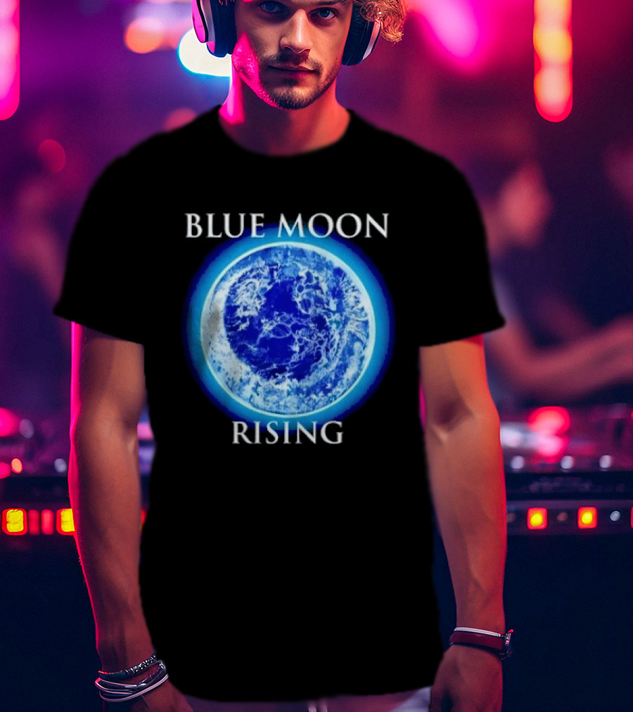 Blue Moon Rising Astronomy Celestial Night Sky Planetary T-Shirt