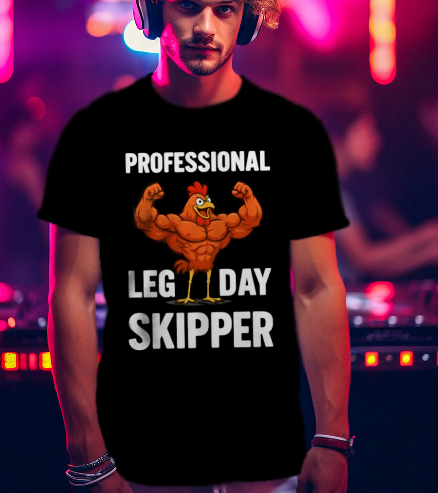 Professional Leg Day Skipper Buff Chicken Gym Humor T-Shirt