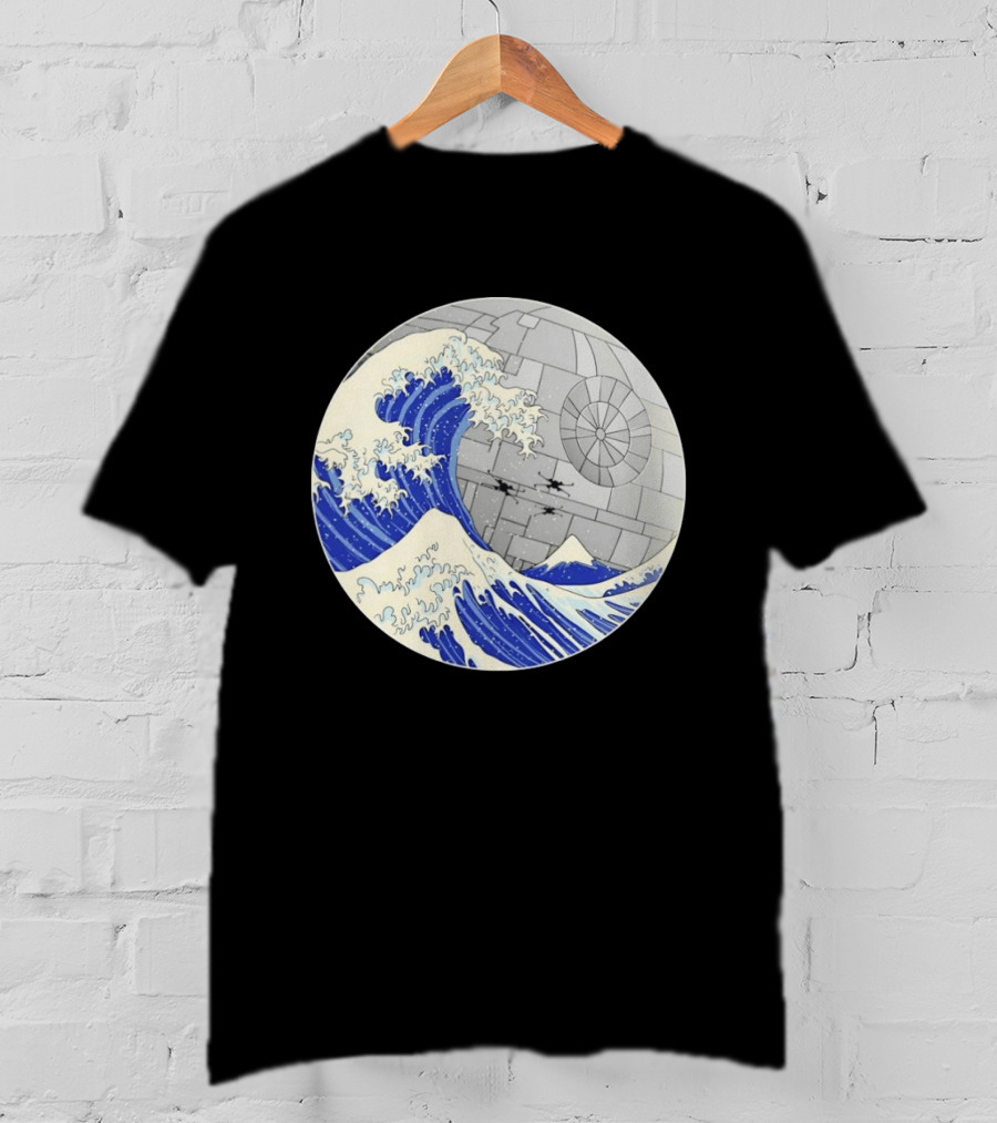 The Great Wave Off Kanagawa Meets Death Star Star Wars T-Shirt