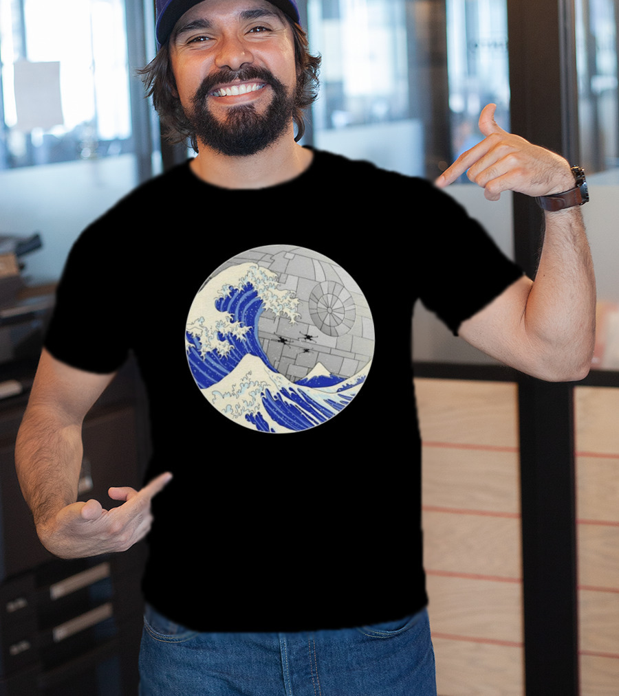 The Great Wave Off Kanagawa Meets Death Star Star Wars T-Shirt