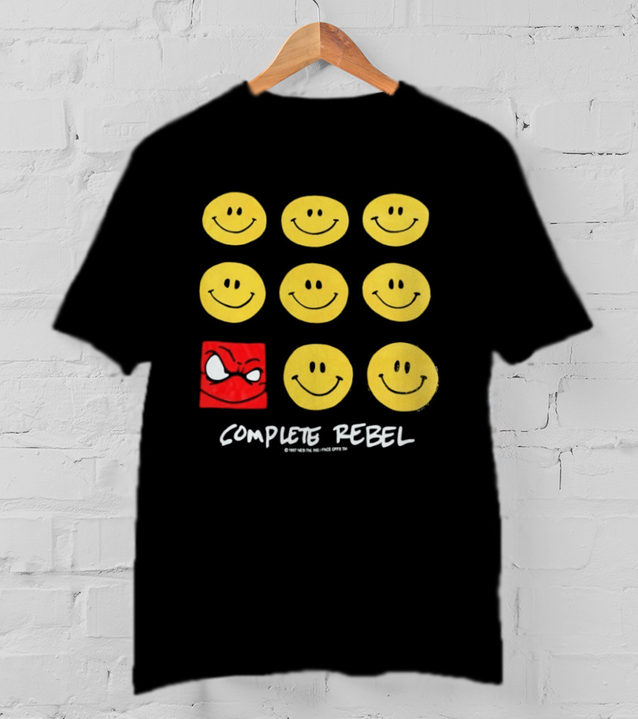 Complete Rebel Smiley Faces Red Square T-Shirt