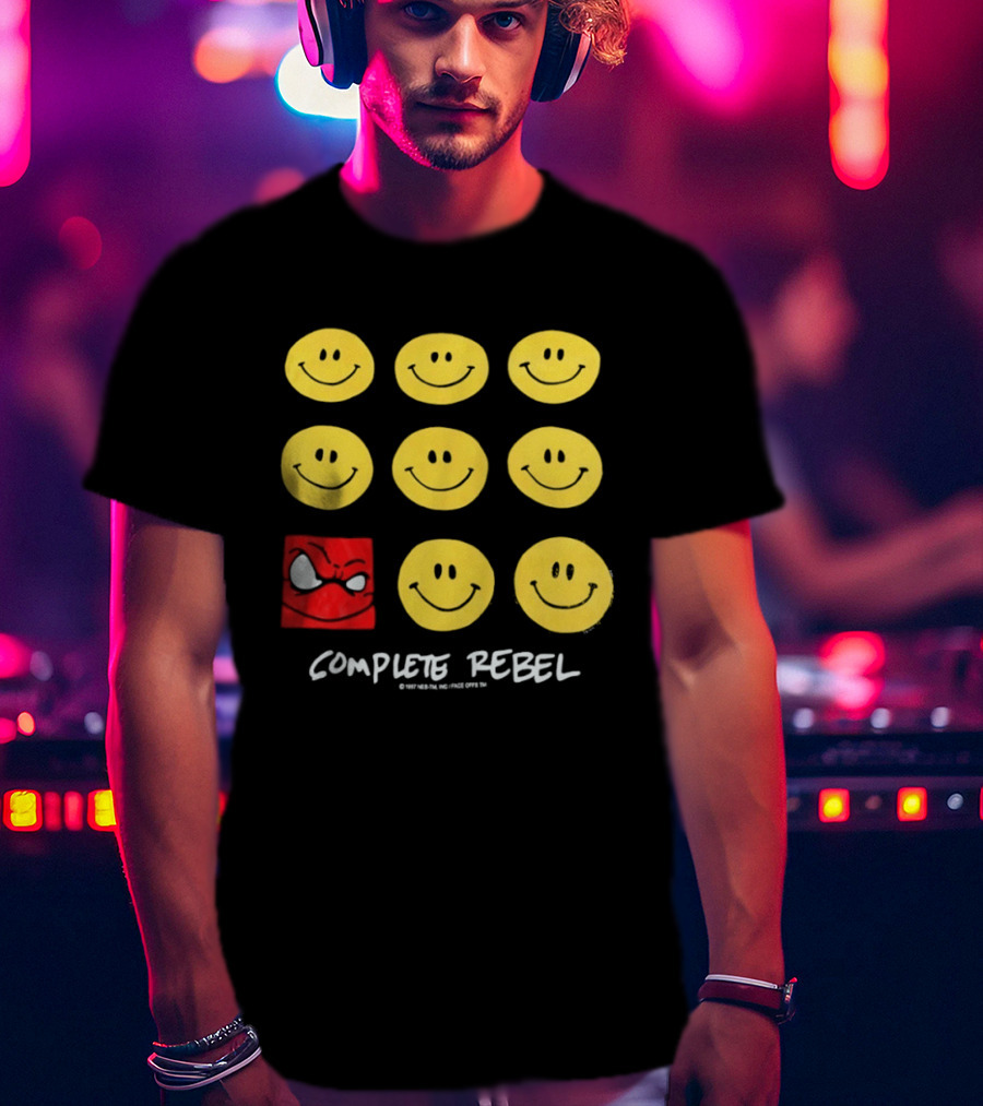 Complete Rebel Smiley Faces Red Square T-Shirt