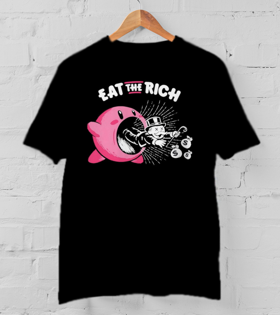 Eat The Rich Kirby Devours Rich Uncle Pennybags Dollar Signs T-Shirt