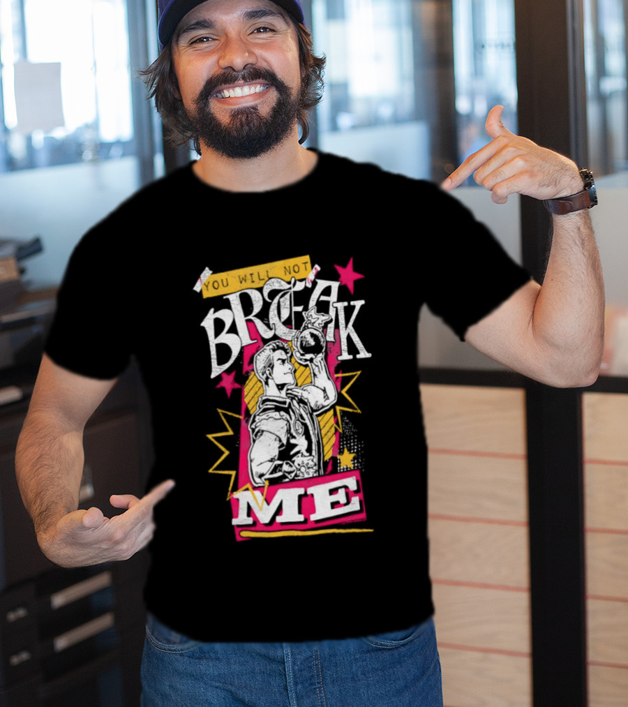 Break Me Bomb Guy Bold Typography Power Starburst T-Shirt