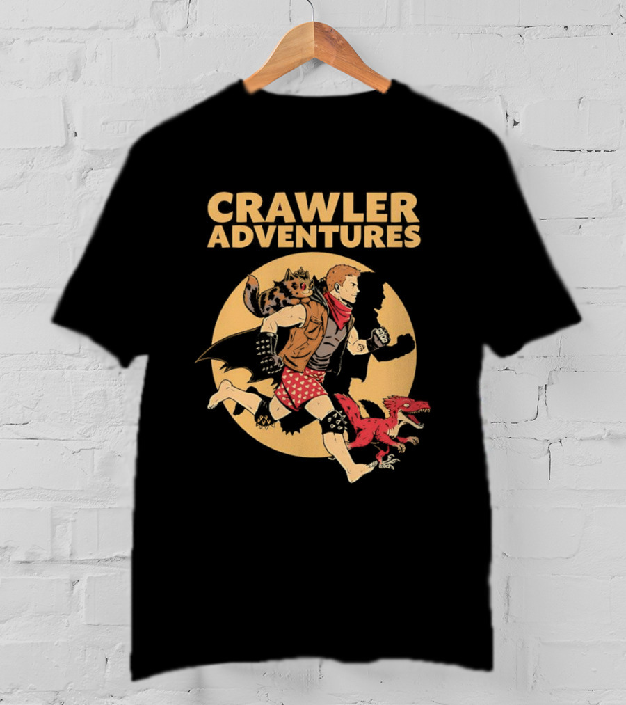 Crawler Adventures Running Man And Dinosaur T-Shirt