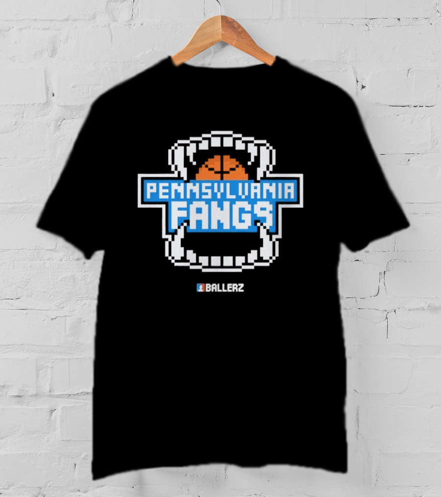 Pennsylvania Fangs Ballerz Basketball Retro Pixel T-Shirt
