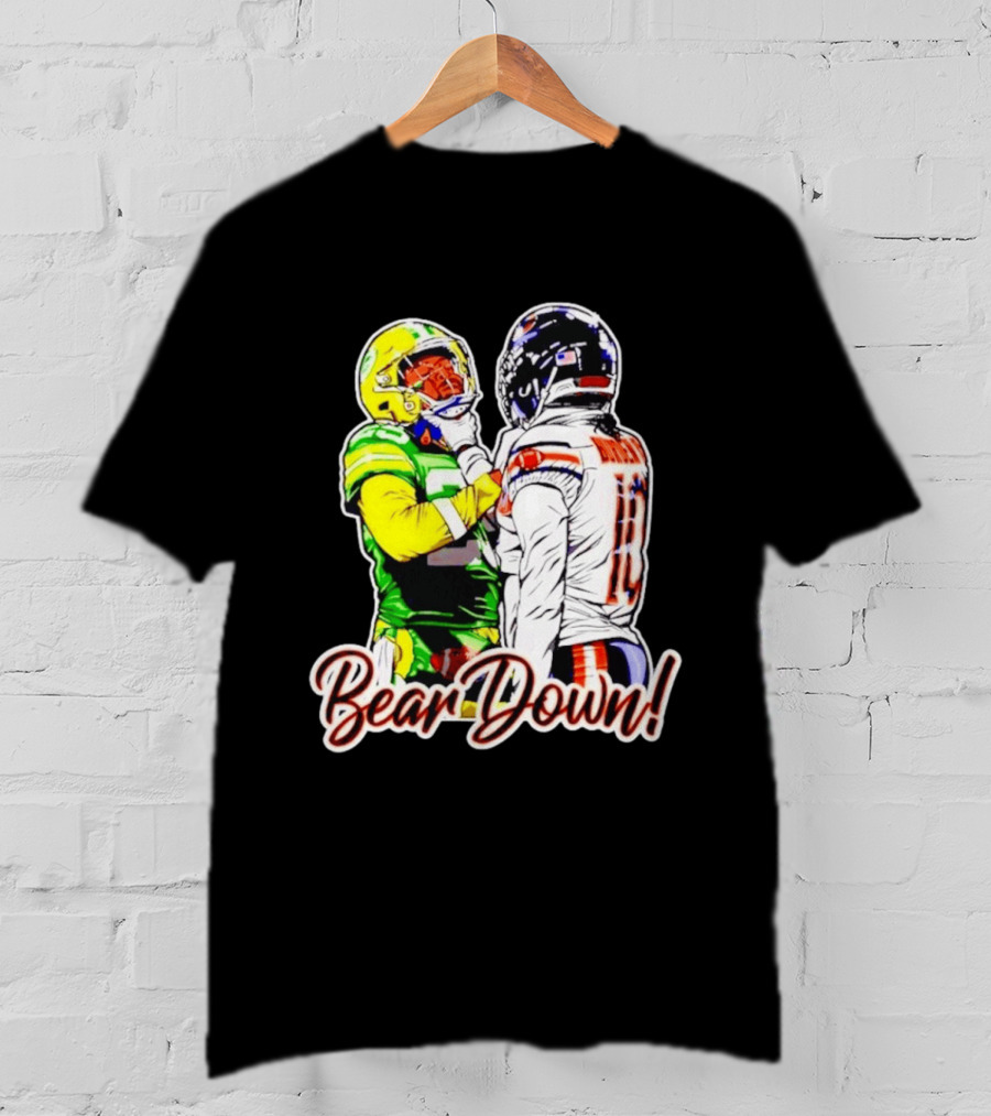 Aaron Rodgers Green Bay Packers Versus Luther Burden III Chicago Bears Bear Down Rivalry T-Shirt