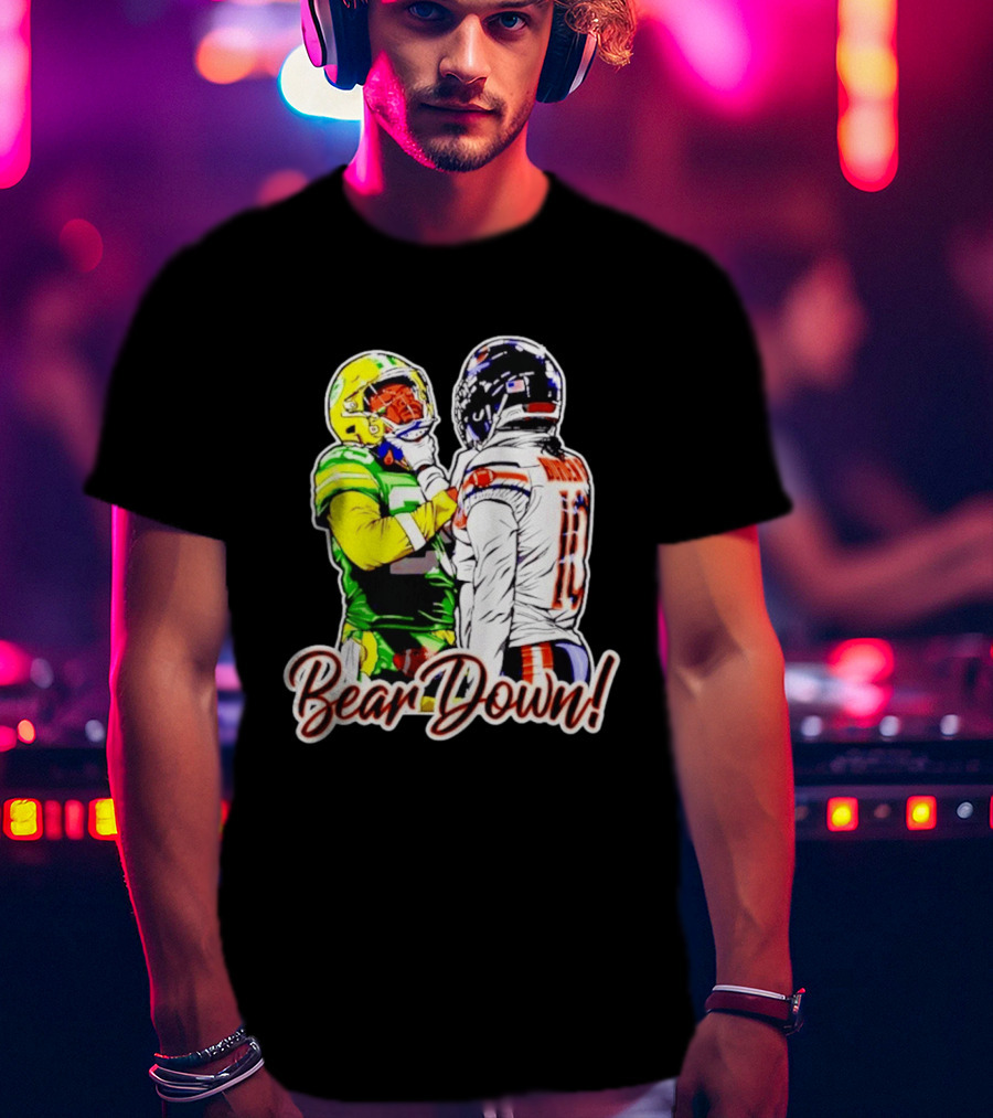 Aaron Rodgers Green Bay Packers Versus Luther Burden III Chicago Bears Bear Down Rivalry T-Shirt