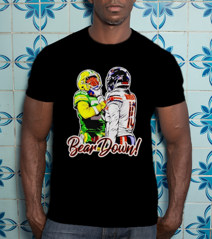 Aaron Rodgers Green Bay Packers Versus Luther Burden III Chicago Bears Bear Down Rivalry T-Shirt