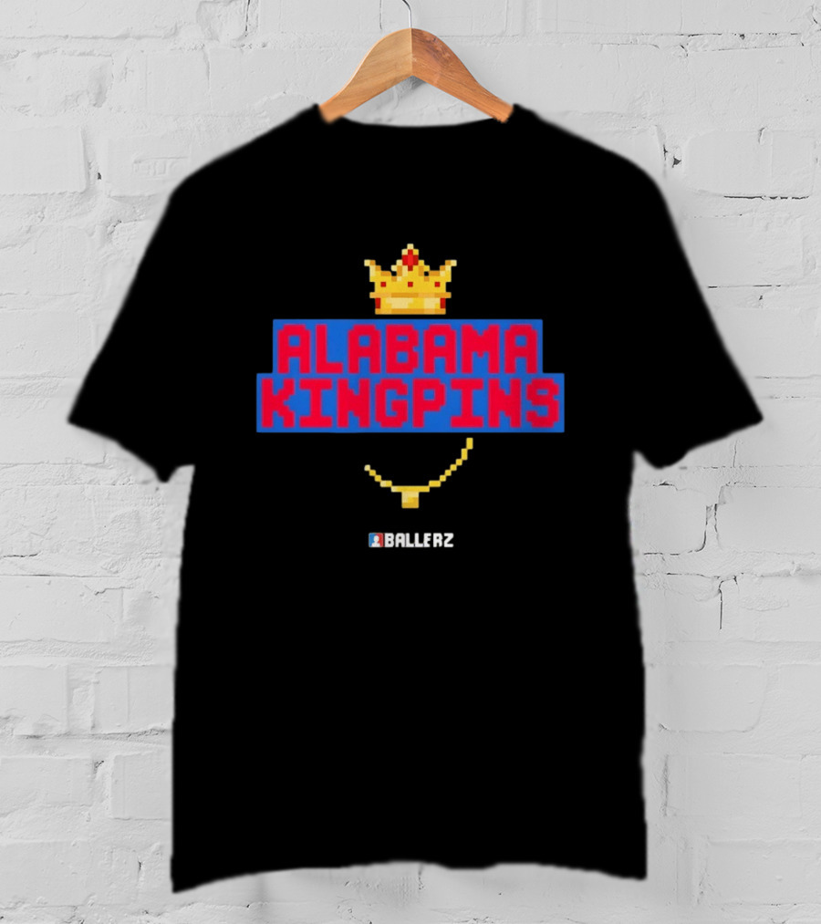 Alabama Kingpins Crown Necklace Ballerz Iconic 8 Bit T-Shirt