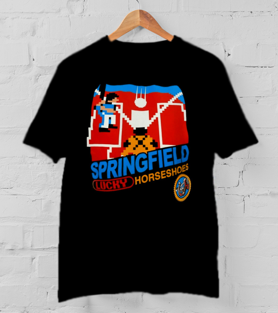 Springfield Lucky Horseshoes The Simpsons Video Game Styled Crest T-Shirt