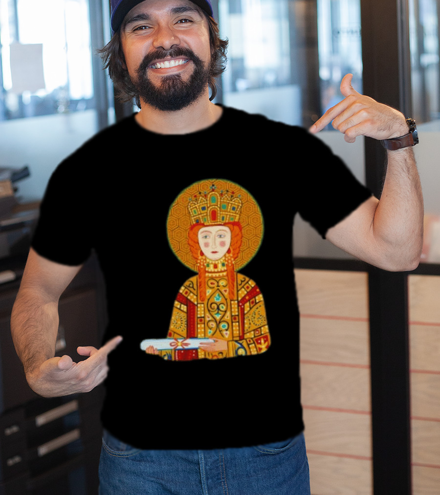 Byzantine Empress Eirene Colorful Regal Icon With Golden Crown And Scroll T-Shirt