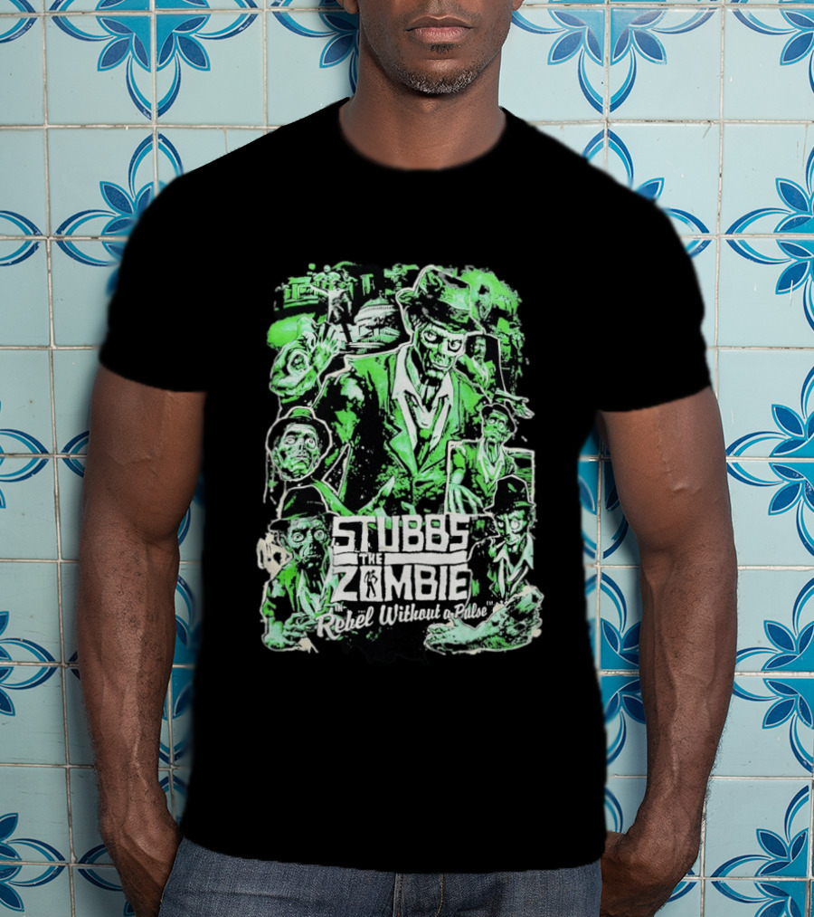 Stubbs The Zombie Rebel Without A Pulse Neon Green Horror Comic T-Shirt
