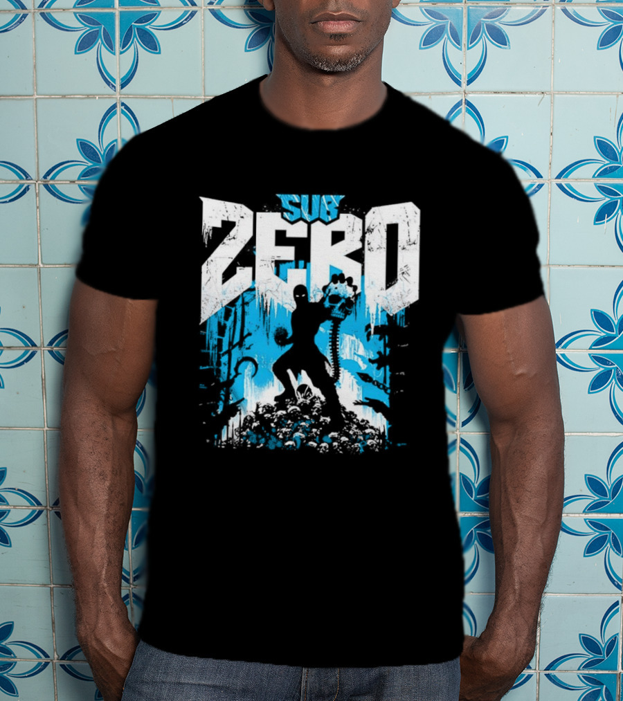 Mortal Kombat Sub Zero Ice Blue Silhouette And Freeze T-Shirt