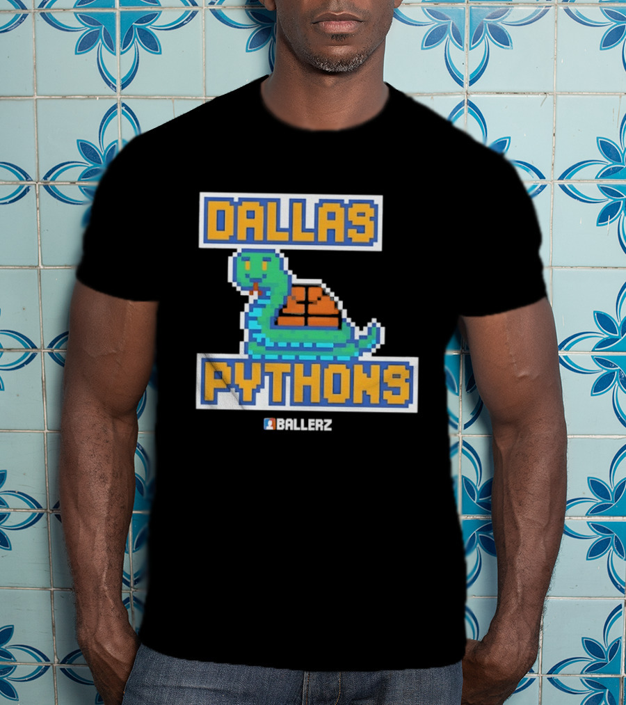 Dallas Pythons Ballerz Basketball Pixel Snake T-Shirt