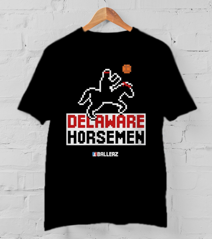 Delaware Horsemen Ballerz Pixel Art Style Basketball T-Shirt