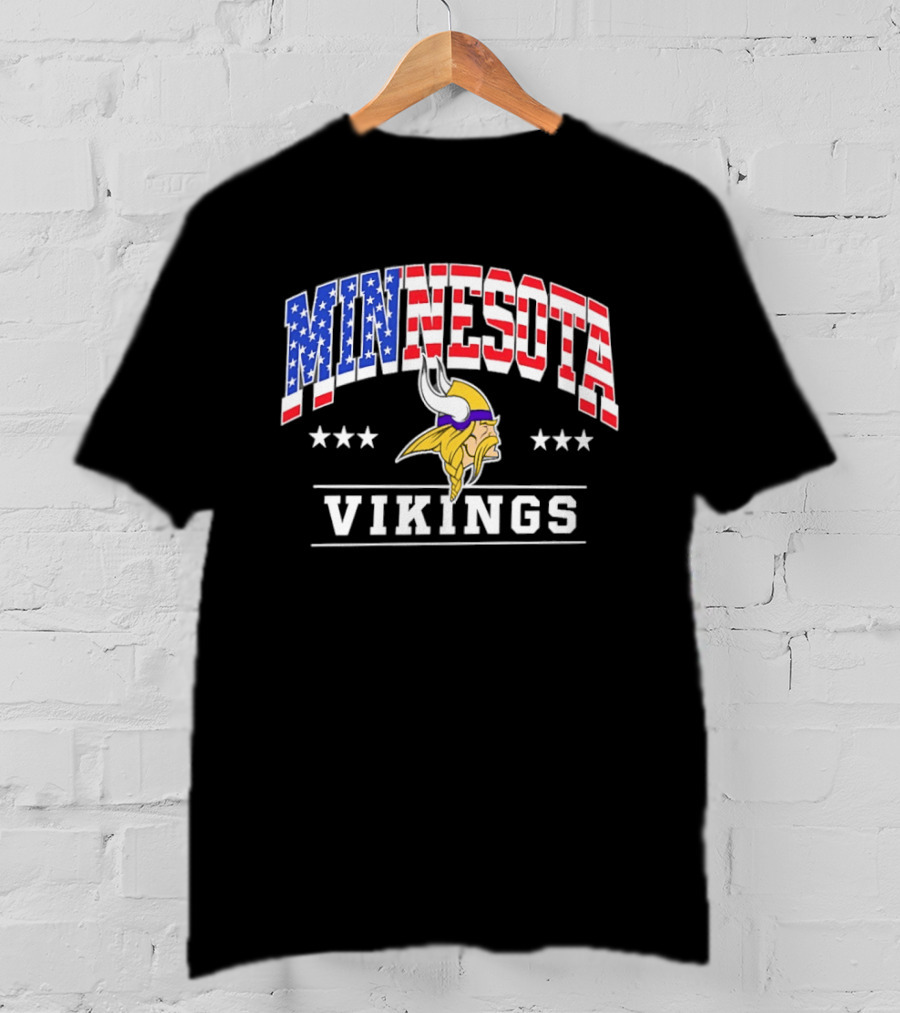 Minnesota Vikings 1776 2026 250 Years American Flag Stars T-Shirt