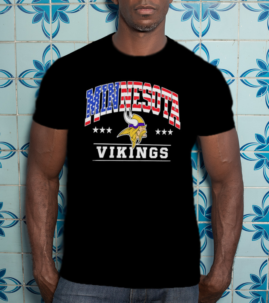 Minnesota Vikings 1776 2026 250 Years American Flag Stars T-Shirt