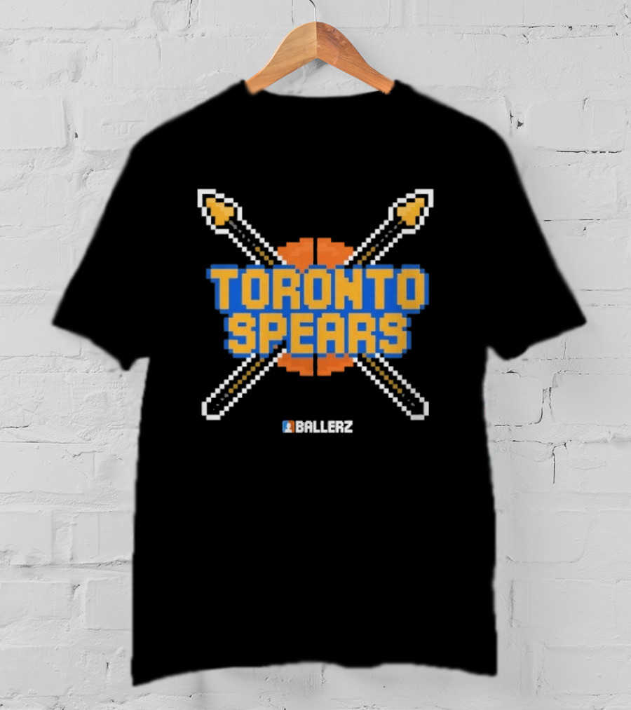 Toronto Spears Ballerz Basketball Pixel Icon Crossed Spears T-Shirt