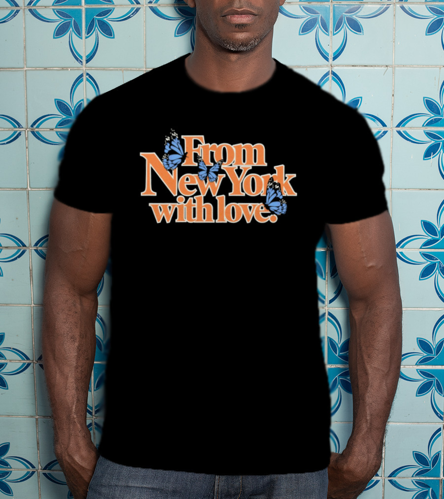 From New York With Love Blue Butterfly T-Shirt