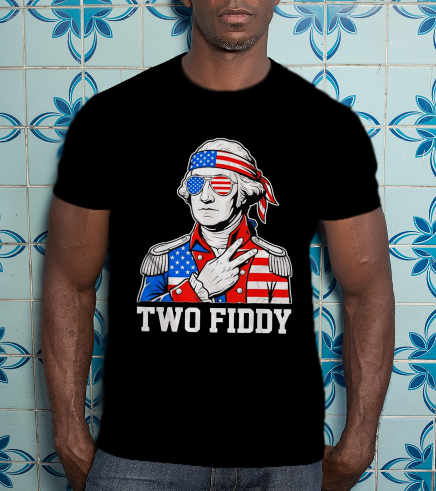 Two Fiddy George Washington American Flag 250th Anniversary T-Shirt